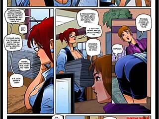 Redhead's big tits and stockings in a hilarious sex-comic