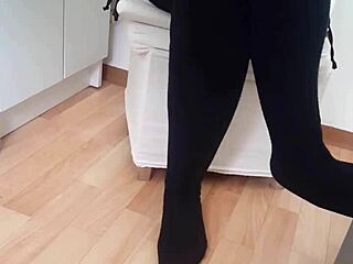 Hidden tabe footjob with a seductive twist