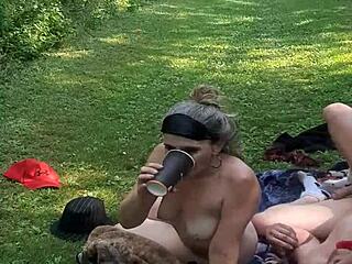 Outdoor fun with amateur couple Ron and Steph