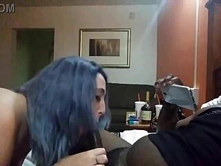 Amateur babe sucks and fucks out big black cock