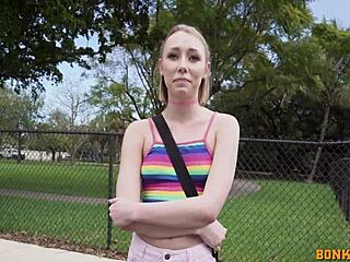 Athena may flash her cute tits for a hundred dollars in this amateur porn video