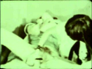 Hairy pussy gets a retro blowjob