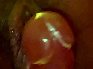 Juicy ebony babe gets her tight ass filled with dildo and creampied