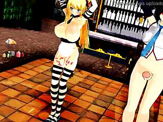Hentai anime girls dance naked in the hallway