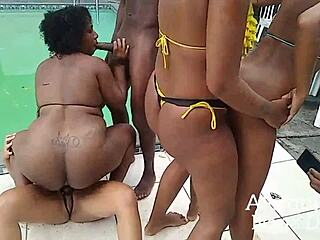 Big asses and assfucking in swimming pool video