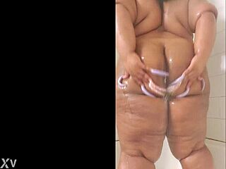 Exclusive ebony solo with big ass and shaved pussy