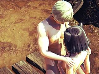 Japanese animation porn featuring intense anal sex