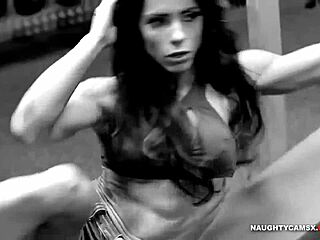 Amateur fitness cam video of bikini-clad models exercising and laughing