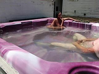 Steamy bath in a hot tub leads to a sensual encounter