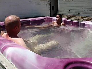 Steamy bath in a hot tub leads to a sensual encounter