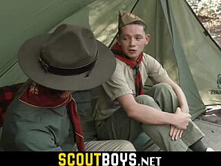 Young and smooth twink's asshole prepped and penetrated in a camping tent-Scoutboys Net