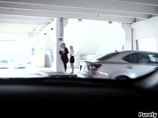 Two teenage friends give oral and have sex with their chosen driver in exchange for a prize