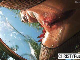 Christy Mack's sensual solo performance with a showcase of her voluptuous body