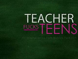 A lesbian educator entices her pupils in a threesome encounter