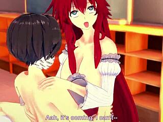 Redhead vampire Rias Gremory's intimate encounter in classroom with big tits and school uniform