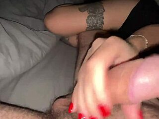 Russian couple's intimate moment with homemade blowjob and cum in mouth