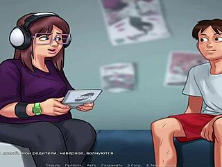 Summertime Saga - voluptuous girl in headphones gets creampied