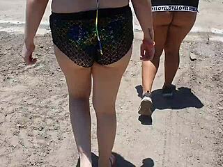 Fetish fun with a brunette girlfriend on beach vacation