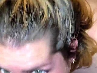 Amateur blonde gives deepthroat and swallows cum