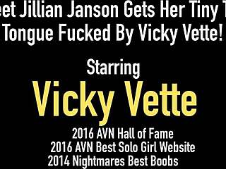 Vicky Vette pleasures Jillian Janson's small and hairy tits with her tongue