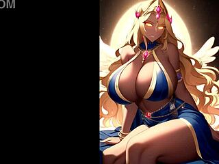 A collection of AI-generated art featuring angelic goddesses with voluptuous figures and commanding presence