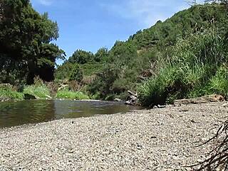 Gay amateur Steve pleasures himself by the river