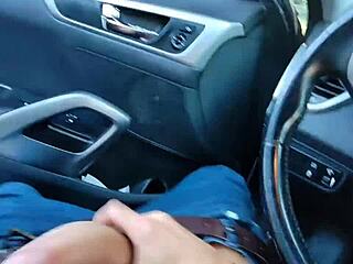 Amateur couple gets interrupted by a voyeur during outdoor public sex