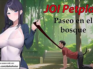 Joi's anal play and petplay session with a surprising walk in leash