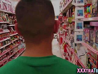 Tiny teen gets cummed on