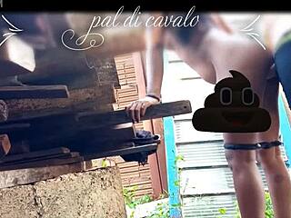 I gave my friend a birthday present he'll never forget - a hardcore anal fucking in the backyard