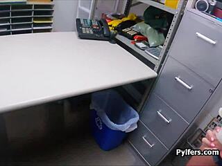 Tiny babe gets gagged and penetrated following a hole search in the office
