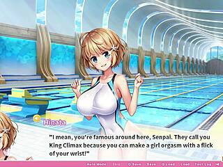 Yutani Hina's voluptuous bosom is animatedly caressed by the pool in Ep56-1