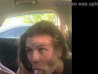 Intense deepthroat on a steamy black cock in a parking lot