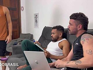 Young gay twinks get their asses pounded in bareback orgy