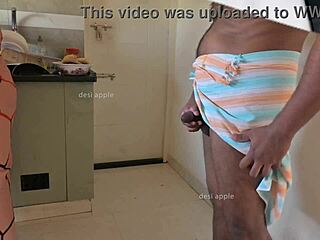 Tamil man masturbates in front of maid in kitchen