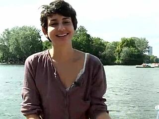 A charming amateur girl pleasures herself on a yacht