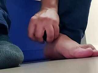 Step gay uncle dominates with foot fetish and foot sniffing
