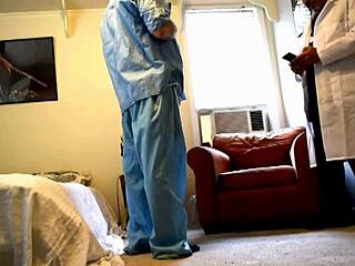 Nurse in uniform gets it from two doctors in a three woman scene