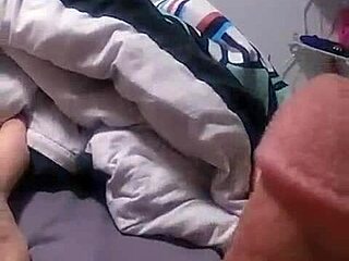 Solo pleasure of a transsexual beauty with a big dick cumshot