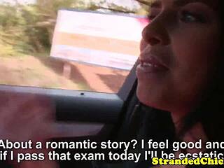 Brunette European hitchhiker enjoys doggy style sex with a stranger