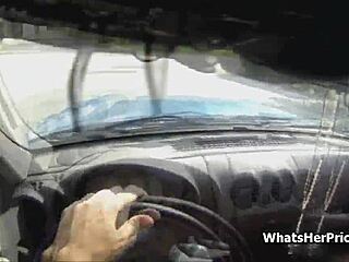 Young woman in glasses has sex with me for money in my car