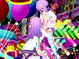 3D animated video of Neptune and Nepgear in lesbian action and futanari sex in Hyperdimension Neptunia