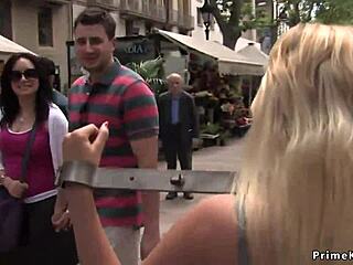 Public display of Spanish blonde’s kinky desires