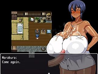 Tanned Natsuki's big tits get covered in cum in hentai
