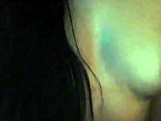 Petite whore rides cock at night in amateur video