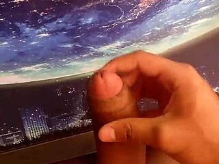 Masturbating in front of the monitor with lingerie photos