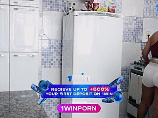 Frying eggs with the help of the sexy Latina maid
