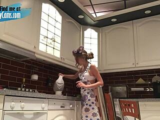 Beautiful webcam model goes wild with a dildo in the kitchen