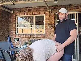 Petite wife's outdoor masturbation session leads to creampie surprise