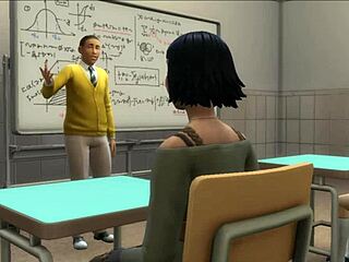 Hot teacher and student in a compromising position in the classroom